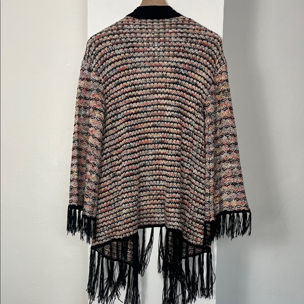 Black Multicolor Knit Fringe Cardigan - Picture 7 of 7